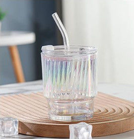 400ml Clear Glass Tumbler Water Cup with Straw and Lid Sealed Carry On for Daily Use