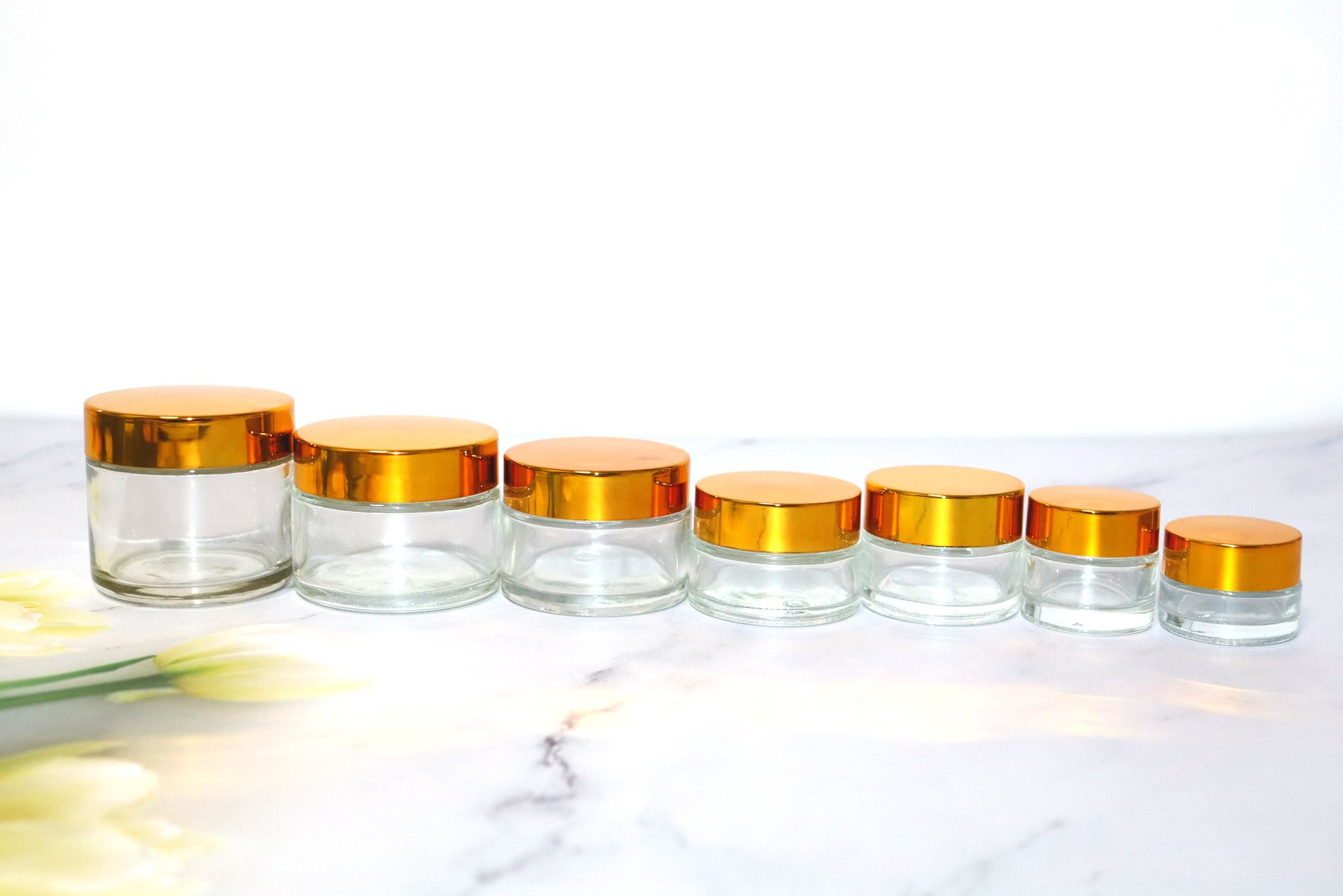 50ML Clear Glass Cosmetic Containers with Screw Lid Glass Sample Jars